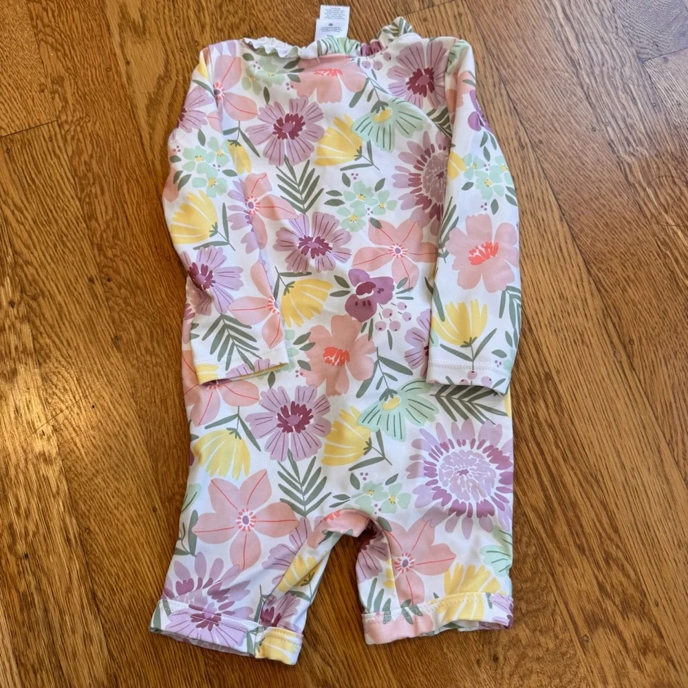 Carter's, Little Me, lot of 4 swimsuits 6-9 months blue, teal, pink Rash guards